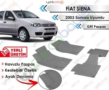 Fiat Siena 2003 Sonrası Uyumlu Havuzlu Kesilebilir Gri Paspas