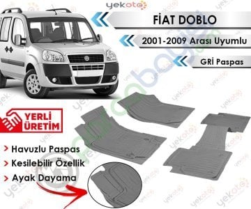 Fiat Doblo 2001-2009 Arası Uyumlu Havuzlu Kesilebilir Gri Paspas