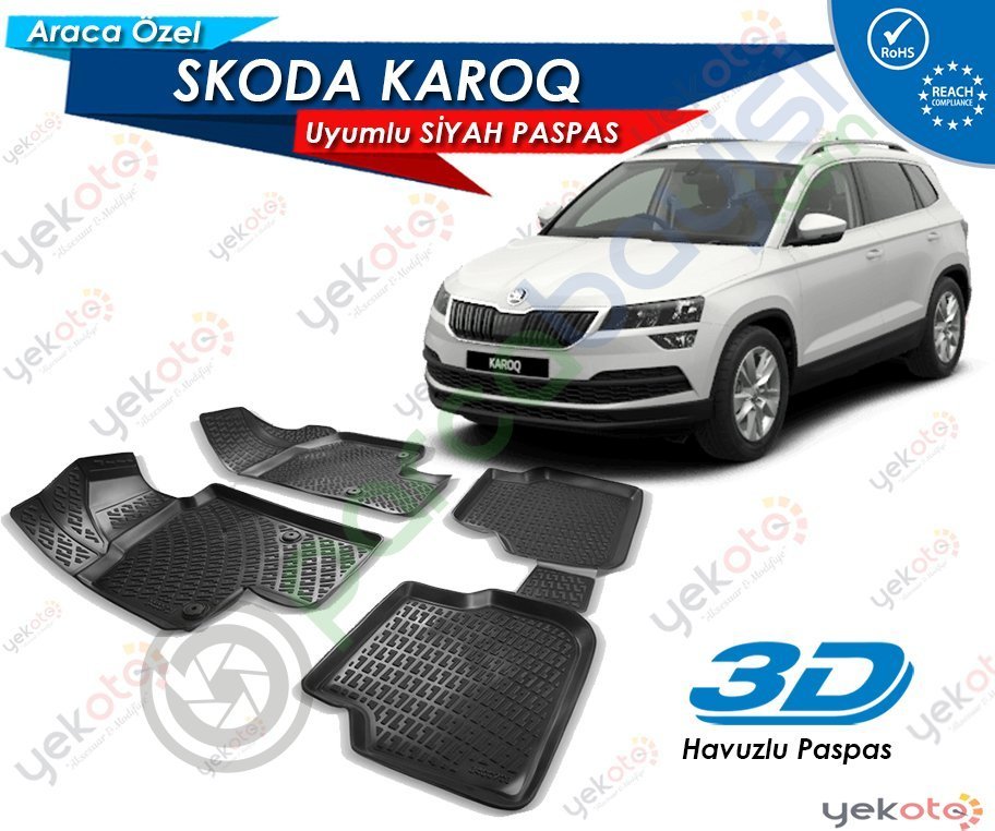 Skoda Karoq Araca Özel 3D Havuzlu Paspas