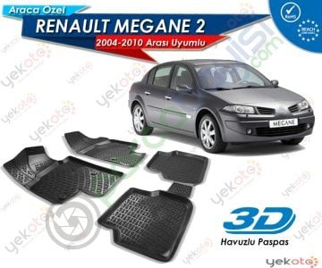 Renault Megane 2 2004-2010 Arası Uyumlu Araca Özel 3D Havuzlu Paspas