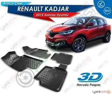 Renault Kadjar 2015 Sonrası Uyumlu Araca Özel 3D Havuzlu Paspas