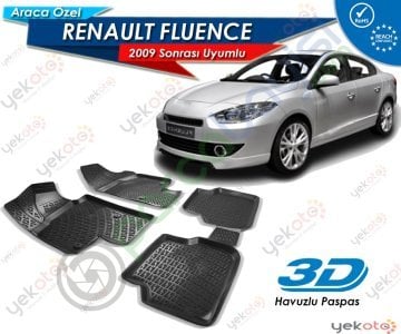 Renault Fluence 2009 Sonrası Uyumlu Araca Özel 3D Havuzlu Paspas