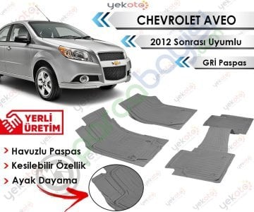 Chevrolet Aveo 2012 Sonrası Uyumlu Havuzlu Kesilebilir Gri Paspas