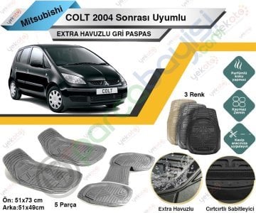 Mitsubishi Colt 2004 Sonrası Uyumlu Extra Havuzlu Kesilebilir Gri Paspas