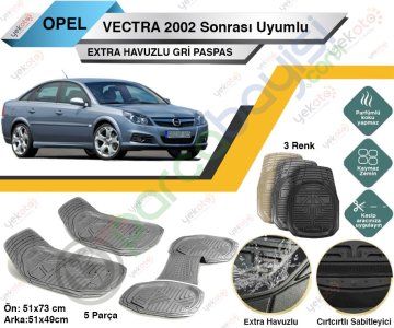 Opel Vectra 2002 Sonrası Uyumlu Extra Havuzlu Kesilebilir Gri Paspas