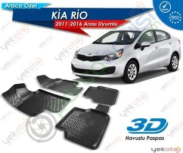 Kia Rio 2011-2016 Arası Uyumlu Araca Özel 3D Havuzlu Paspas