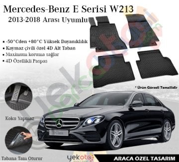 Mercedes E Serisi W213 2013-2018 Arası Uyumlu Araca Özel Lüks Siyah Paspas