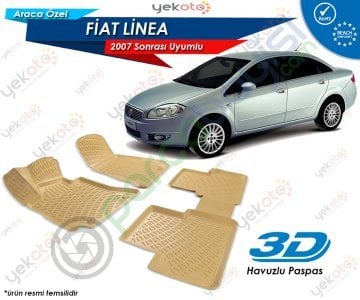 Fiat Linea 2007 Sonrası Uyumlu Bej Araca Özel 3D Havuzlu Paspas