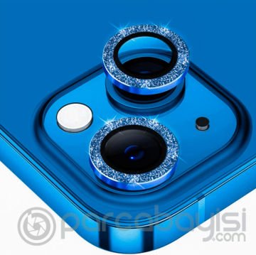 ALLY iPhone 14-14 Plus Diamond Taş İşlemeli Alüminyum Alaşımlı Kamera Lens Koruyucu