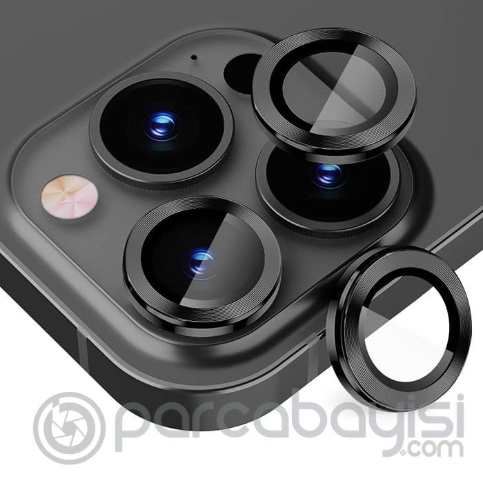 ALLY iPhone 14 Pro-14 Pro Max 3D Metal Çerçeveli Kamera Lens Koruyucu