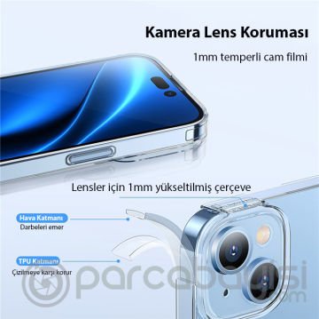 Baseus Simple Case iPhone 14 6.1 Kamera Korumalı İnce Silikon Şeffaf Kılıf