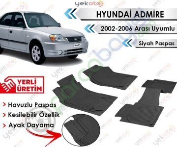 Hyundai Admire 2002-2006 Arası Uyumlu Havuzlu Kesilebilir Siyah Paspas