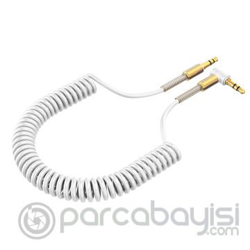 Spiral Eğik Başlı Araç Ses Aktarım Kablosu 3.5MM Aux Kablo 1.50mm