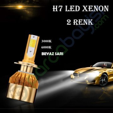 H7 Led Xenon Çift Renk Sarı-Beyaz Kaliteli Şimşek Etkili Xenon