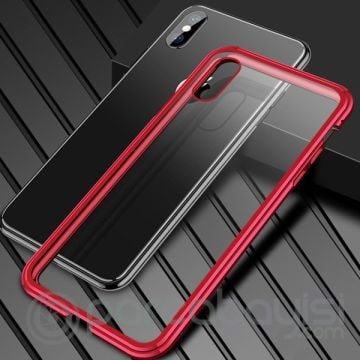 İPhone  XS Max Mıknatıslı 360 Koruma Arkası Cam Metal Frame Kılıf