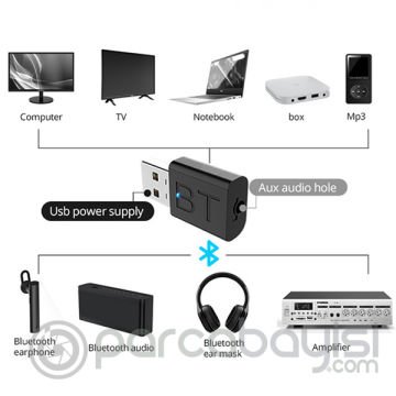 ALLY 2in1  Bluetooth 5.0 Mini USB Adaptör+Fm Transmitter