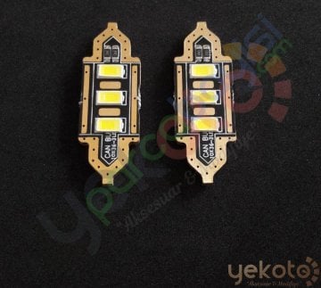 Yekled 36Mm Ampul 3 Led Beyaz Işık İç Tavan Plaka Aydınlatma Sofit Ampul Arıza Işığı Yakmaz Pro Canbus 2 Adet