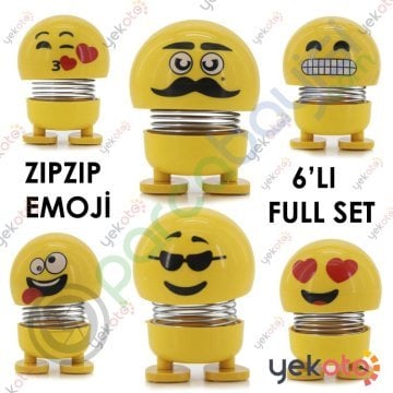 Zıp Zıp Emoji Kafalar Yaylı Sallanan Kafa Emoji Smile 6Lı Full Set