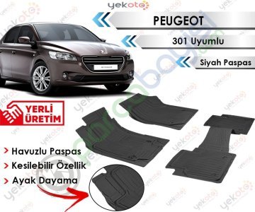 Peugeot 301 Uyumlu Havuzlu Kesilebilir Siyah Paspas