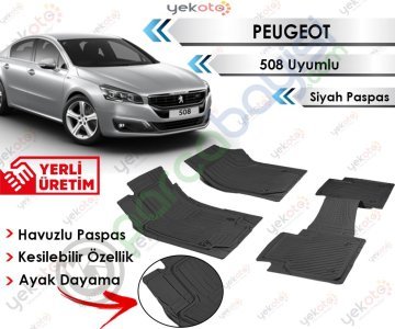 Peugeot 508 Uyumlu Havuzlu Kesilebilir Siyah Paspas