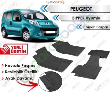 Peugeot Bipper Uyumlu Havuzlu Kesilebilir Siyah Paspas