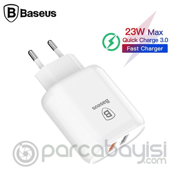 Baseus Bojure Series Dual-USB QC 3.0 18W Hızlı Şarj Aleti Başlık