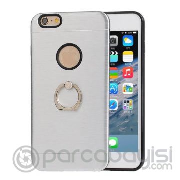 iPhone SE3-SE2 İPhone 8-7 Kılıf Selfie Yüzüklü Arkası Metal Silikon Kılıf