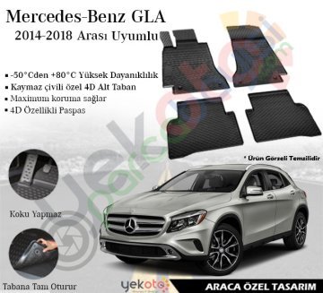 Mercedes Gla 2014-2018 Arası Uyumlu Araca Özel Lüks Siyah Paspas