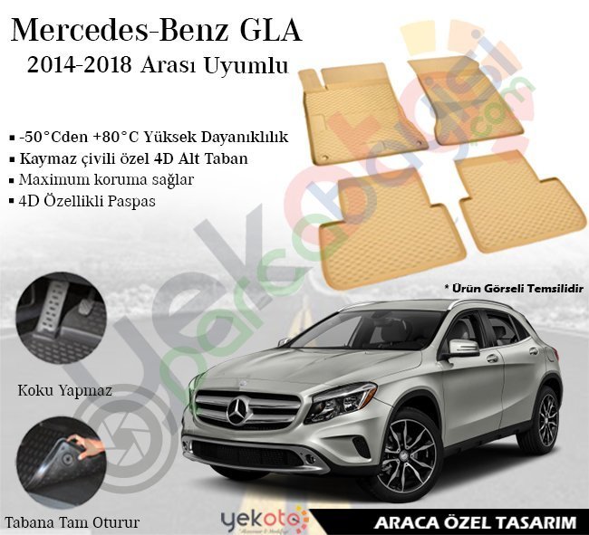 Mercedes Gla 2014-2018 Arası Uyumlu Araca Özel Lüks Bej Paspas