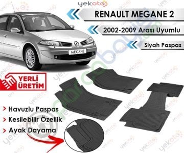 Renault Megane Iı 2002-2009 Arası Uyumlu Havuzlu Kesilebilir Siyah Paspas