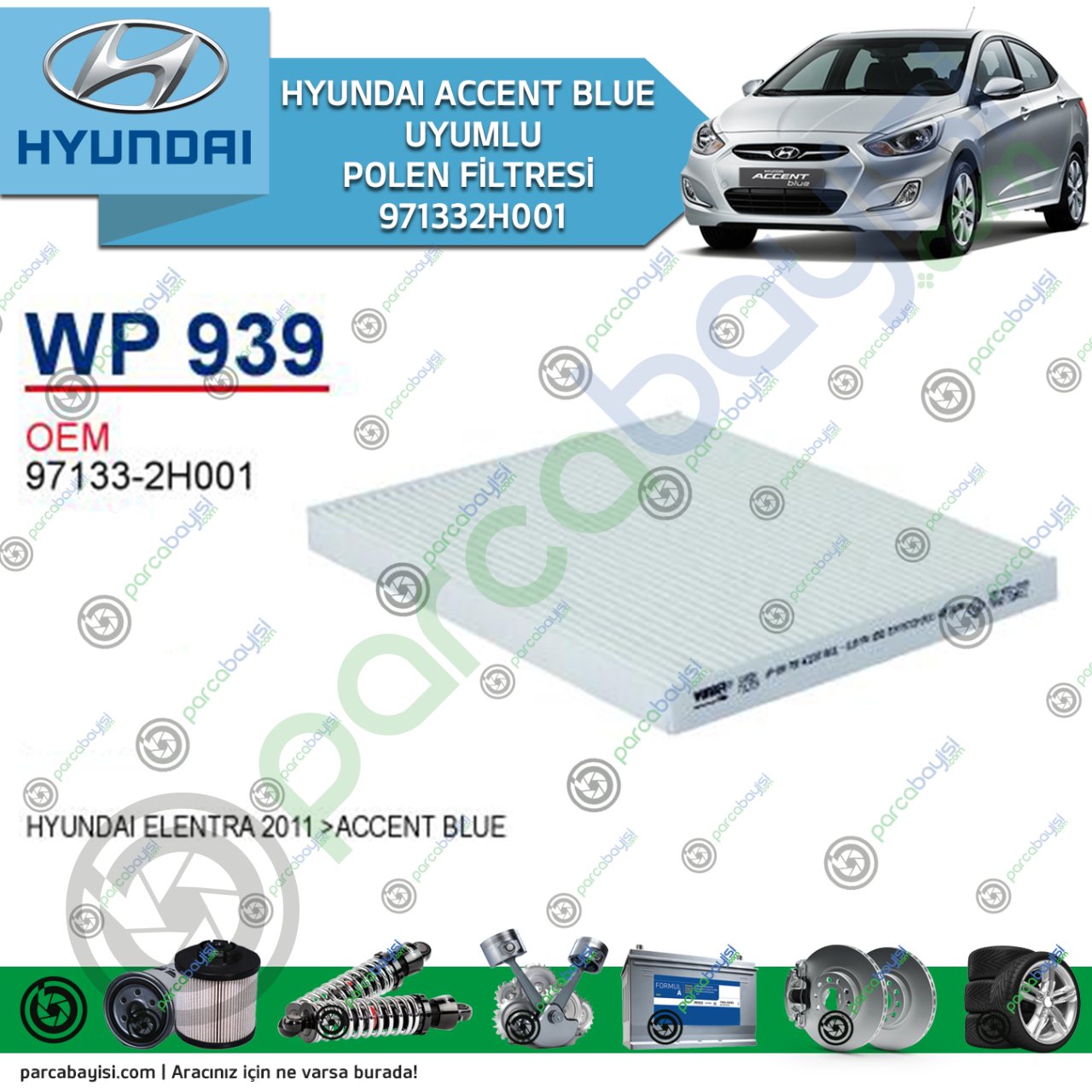 Kia Cerato -Hyundai Blue Polen Filtresi Wunder Marka | 971332H001