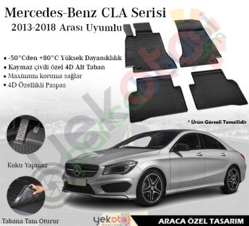 Mercedes Cla 2013-2018 Arası Uyumlu Araca Özel Lüks Siyah Paspas