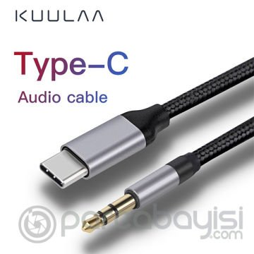 KUULAA Usb Type C To 3.5MM Aux Ses Aktarım Kablosu 1 Metre