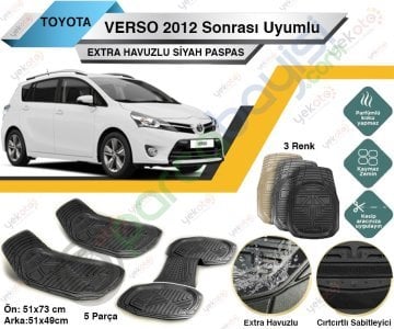 Toyota Verso 2012 Sonrası Uyumlu Extra Havuzlu Kesilebilir Siyah Paspas