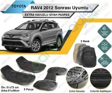 Toyota Rav4 2012 Sonrası Uyumlu Extra Havuzlu Kesilebilir Siyah Paspas