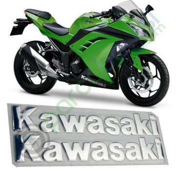 Kawasaki Yazısı 3D Krom Logo Sticker 2 Adet