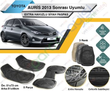 Toyota Auris 2013 Sonrası Uyumlu Extra Havuzlu Kesilebilir Siyah Paspas