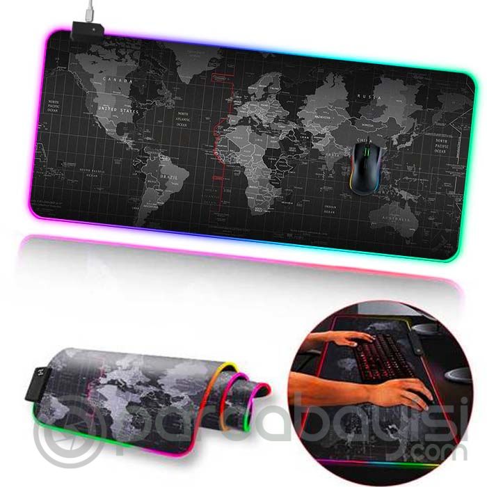 ALLY Dünya Desenli RGB Led Işıklı Oyuncu Mouse Pad 400*900*4MM