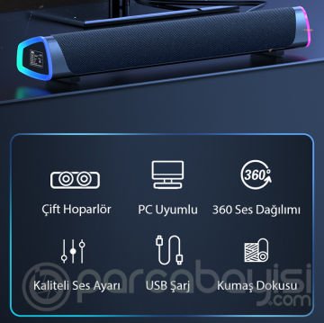 Ally RGB Bas Soundbar Tv Ses Sistemi ve Bilgisayar Masaüstü Bluetooth Hoparlör Subwoofer