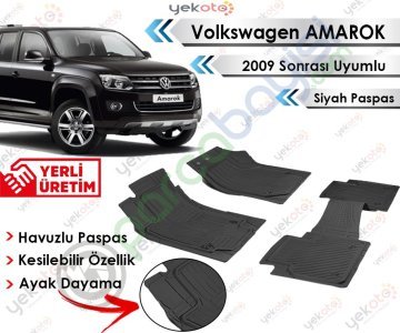 Volkswagen Amarok 2009 Sonrası Uyumlu Havuzlu Kesilebilir Siyah Paspas