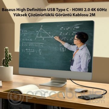 Baseus High Definition USB Type C - HDMI 2.0 4K 60Hz Yüksek Çözünürlüklü Görüntü Kablosu 2M