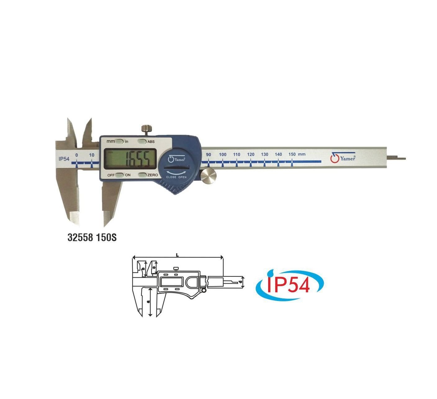 IP54 Dijital Kumpas 0-200mm/0-8''