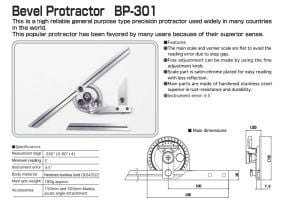 BP-301 Universal Açı Ölçer (Mercekli) Kızak Boyu: 300mm