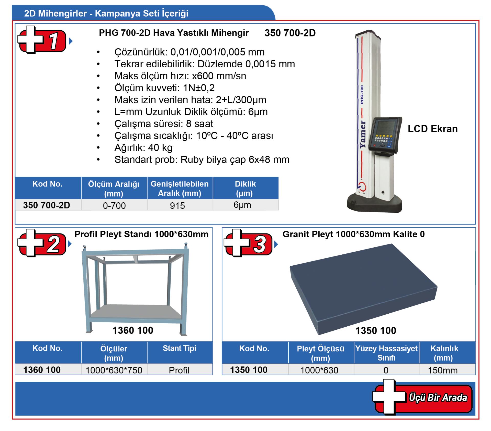Yamer PHG 700 2D Mihengirli Kampanya Seti ( Mihengir + Profil pleyt standı + Granit pleyt )