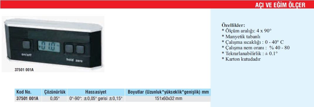 Açı Ve Eğim Ölçer (Manyetik Tabanlı)