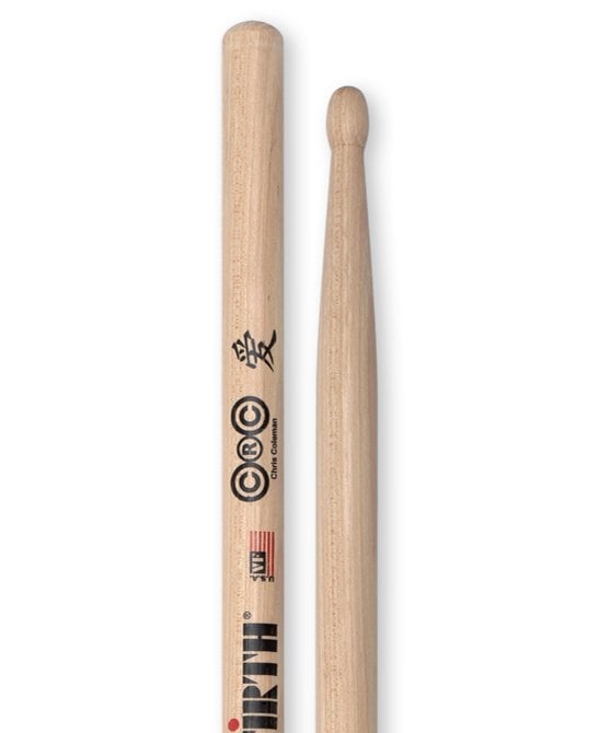 BAGET(ÇİFT) CHRIS COLEMAN, SIGNATURE, HICKORY, 0.615''x16 3/8'', SHORT TAPER, TIP: WOOD (AĞAÇ) / OVAL, SURFACE: LARGE / LACQUER