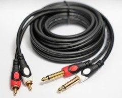 Valler VGRCA3 Gitar Jack - RCA Stereo Çividen Laleye 3m Kablo