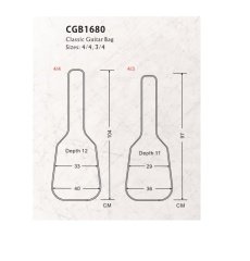 KLASİK GİTAR KILIFI, 4/4, SİYAH+ RENK, 600D NAYLON KILIF, 1600D CEP, 15MM SÜNGER, BOY 104MM, DERİNLİK 12MM