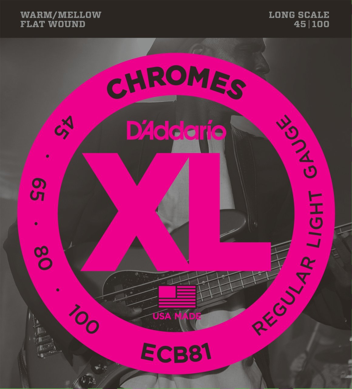 BAS GİTAR TEL SETİ, CHROMES, REGULAR LIGHT GAUGE (45-100), LONG SCALE, WARM/MELLOW - FLAT WOUND