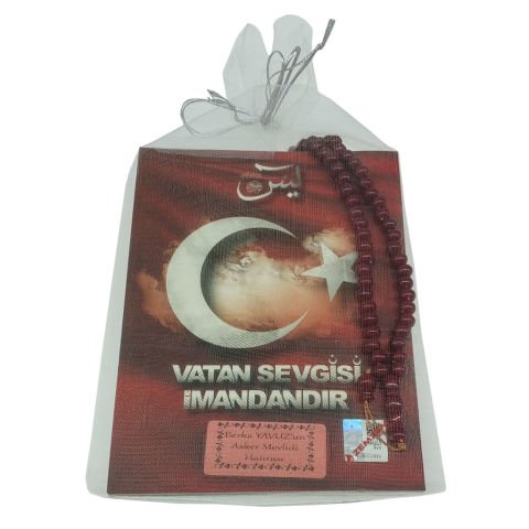 Hediyelik Asker Mevlidi Yasin Cüzü Seti 12x16 cm 64 Sayfa Karton Çantalı